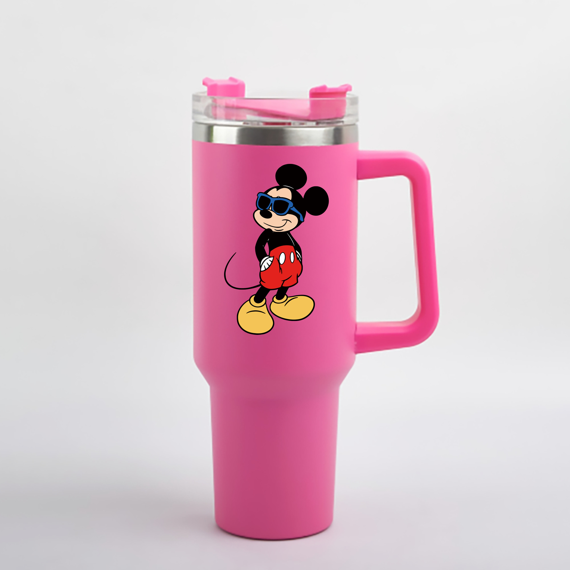 （画像用） ミッキーマウス Mickey Mouse 1200mL車用タンブラー - クリスタルステッカー（プラスチックストロー付き）